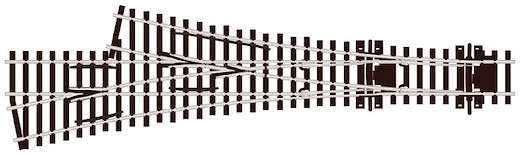 H0 Cd75 12° 3-Wegweiche, Holzschwellen, R 914 mm