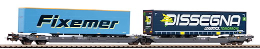 Taschenwagen T3000e Hupac mit Dissegna & Fixemer Trailern, Privatbahn