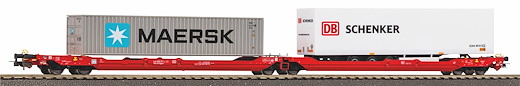 Taschenwagen T3000e mit 1 PNO Trailer und 1 40' Container Maersk, DB