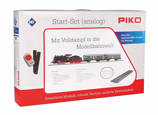 Start-Set mit Bettung Personenzug Dampflok mit Tender