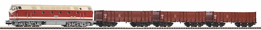 Start-Set mit Bettung BR 119 + 3 Hochbordwagen, DR