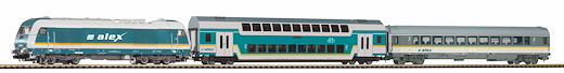 Start-Set mit Bettung Herkules "Alex" mit 2 Personenwagen, Privatbahn