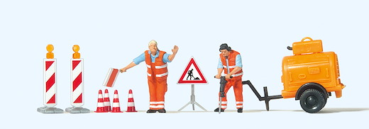Straßenbauarbeiter mit Kompressor