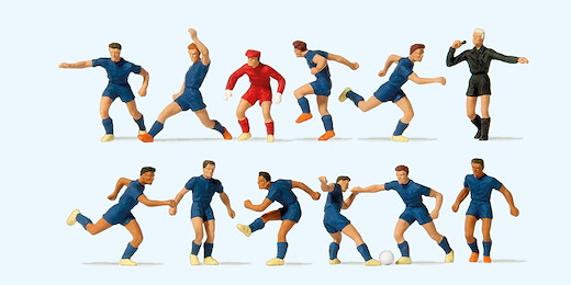 Fussballmannschaft, blaue Trikots und Hosen