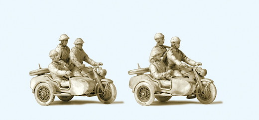 Kradfahrer NVA, 2 Motorräder KS 750, DDR u. 6 Fig.