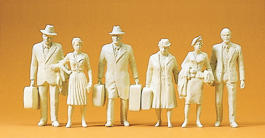 Reisende, 6 unbemalte Figuren
