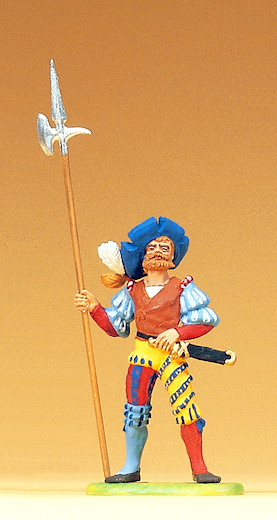 Landsknecht stehend mit Hellebarde