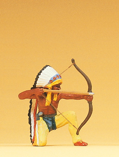 Indianer kniend mit Bogen