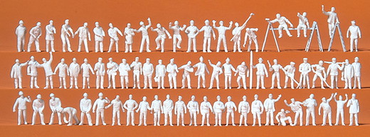 Auf der Arbeit. 70 unbemalte Miniaturfiguren.Zubehör. Bausatz