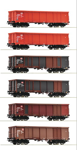 6-tlg. Display: Offene Güterwagen, DB AG