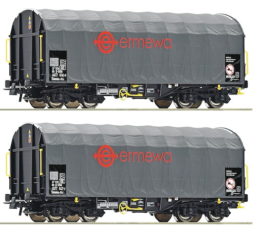 2-tlg. Set: Schiebeplanenwagen, Ermewa