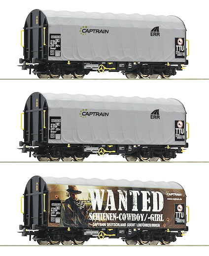 3-tlg. Set: Schiebeplanenwagen, Captrain