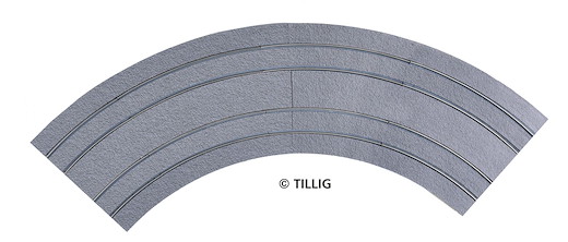 Gebogenes Gleis Asphalt/Beton