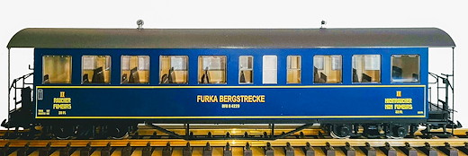 Personenwagen B 4229 der Furka Bergstrecke , blau, DFB