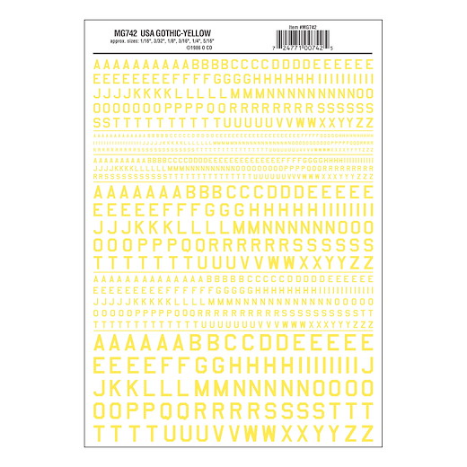 Buchstaben, amerikanischer Typ,  gelb