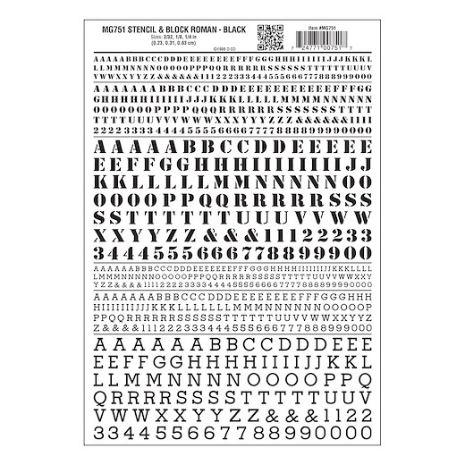 Buchstaben, Schablonen & Blockschrift,schwarz