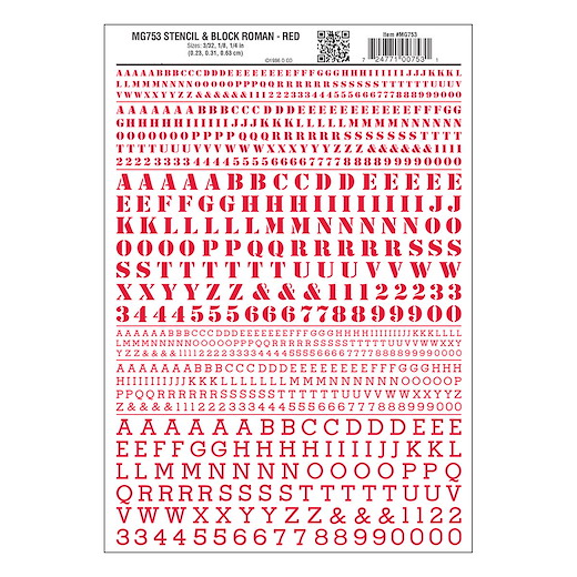 Buchstaben, Schablonen & Blockschrift, rot