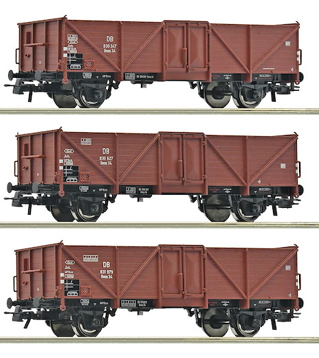 3-tlg. Set: Offene Güterwagen, DB