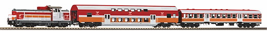 Start-Set mit Bettung SM42 mit 2x Personenwagen Polregio VI, Privatbahn