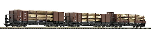 Set: 3-tlg. H0e Holztransportwagen, ÖBB