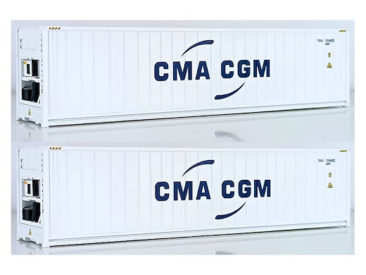 Set di 2 Container 40" Frigo HC CMA CGM, Weiss, Schrift Blau