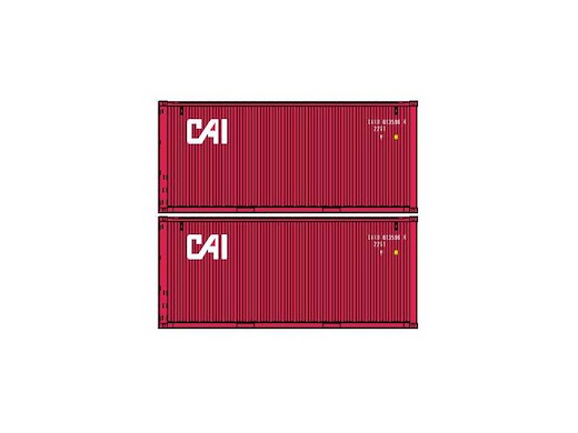 H0 1:87 - Set 2 Container 20 CAI, rot, weisse Schrift