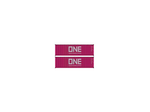 H0 1:87 - Set 2 Container 40 HC ONE, rosa, weisse Schrift