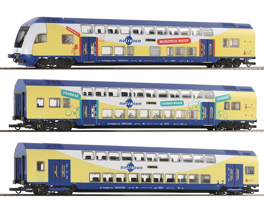 3-tlg. Set: Doppelstockwagen, metronom