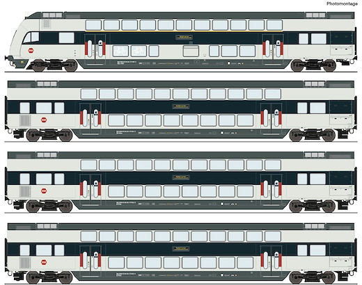 4-tlg. Set: Doppelstockwagen, DSB