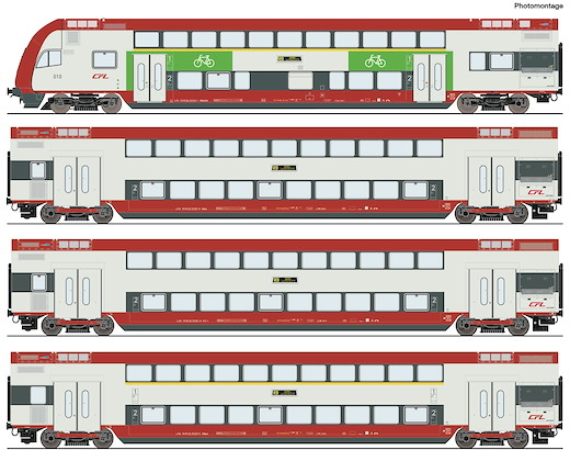 4-tlg. Set: Doppelstockwagen, CFL