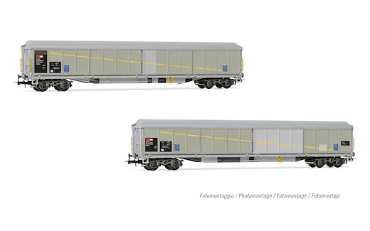 SBB 2-teiliges  Set 4-achsiger Schiebewandwagen Habils mit Flicken, Ep. V