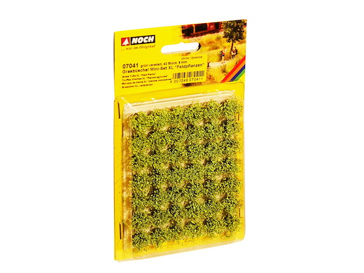 Mini-Set XL Grasbüschel Feldpflanzen grün veredelt, 42 Stück, 9 mm