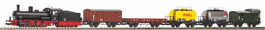 Start-Set mit Bettung Güterzug Dampflok G7 mit 5 Güterwagen, DB