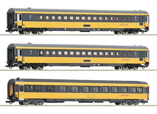 3-tlg. Set: Reisezugwagen, Regiojet