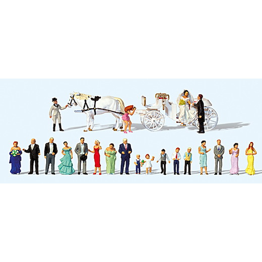 Hochzeitgesellschaft mit Kutsche