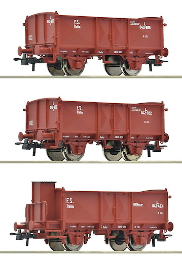 3-tlg. Set: Offene Güterwagen, FS
