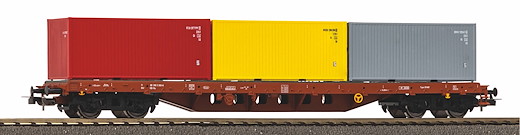 Containertragwagen SNCB V beladen mit 3 Containern