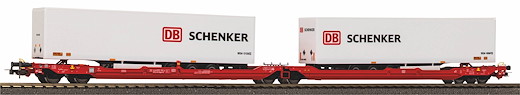 Taschenwagen T3000e mit 2 "DB Schenker" Trailern DB AG VI