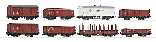 8-tlg. Set: Güterwagen, DR