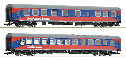2-tlg. Set: Reisezugwagen, BTE, Privatbahn