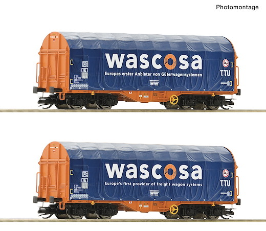2-tlg. Set: Schiebeplanenwagen, Wascosa, Privatbahn