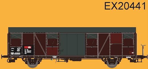 SBB Gbs Güterwagen mit Farbflächen, kleinem SBB Emblem, glattem Dach und Türen Epoche VI