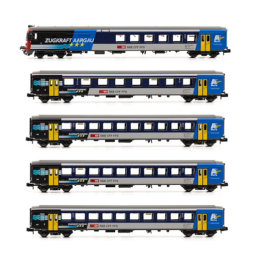 SBB N-Set 5-tlg.  RE ZUGKRAFT AARGAU, 1x BDt, 1x A, 3x B, Ep. V