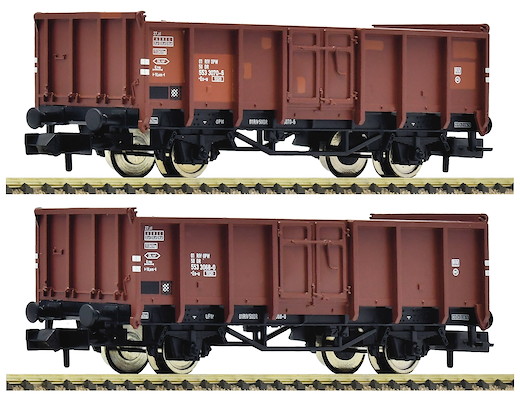2-tlg. Set: Offene Güterwagen, DR