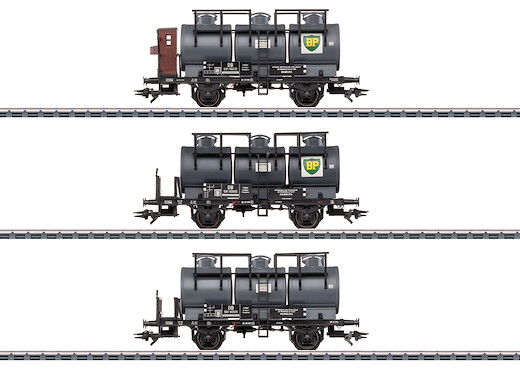 Kesselwagen-Set mit drei Behältern, DB
