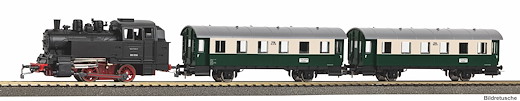 Start-Set mit Bettung Dampflok BR 80 VSM mit Personenwagen NS VI