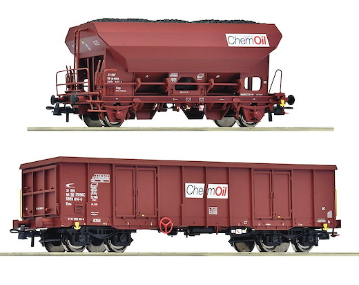 2-tlg. Set: Güterwagen, Chemoil, Privatbahn