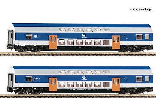 2-tlg. Set: Doppelstockwagen, VEB, DR
