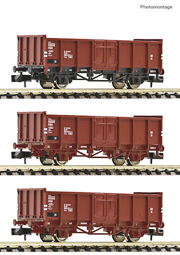 3-tlg. Set: Offene Güterwagen, DR