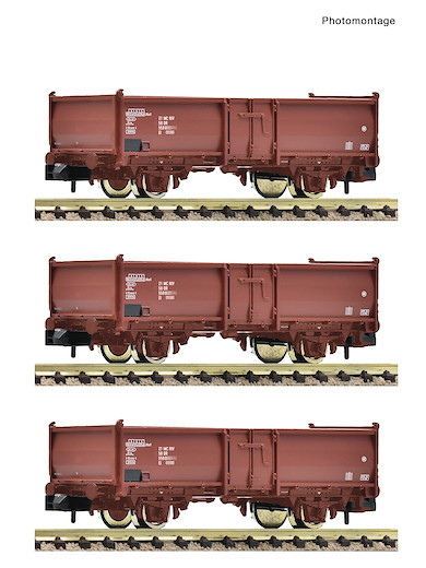 3-tlg. Set: Offene Güterwagen, DR